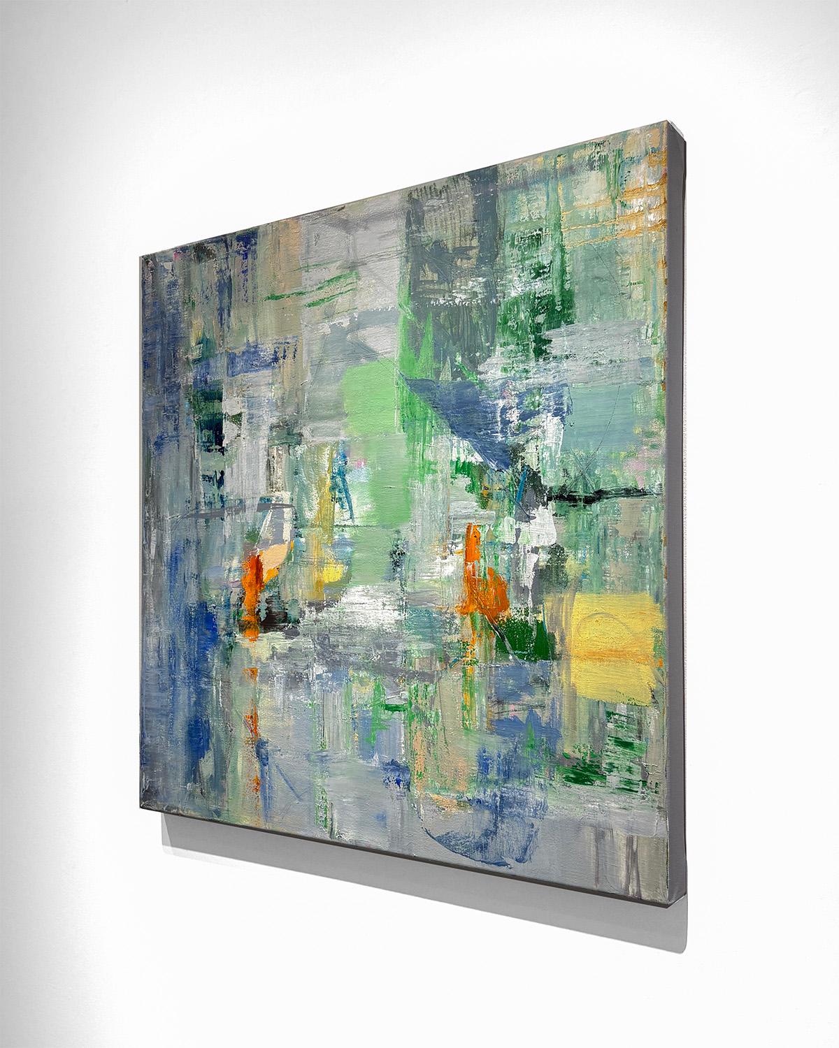 Vessel 7 (Green, Blue, & Yellow Abstract Expressionist Oil Painting) For Sale 2