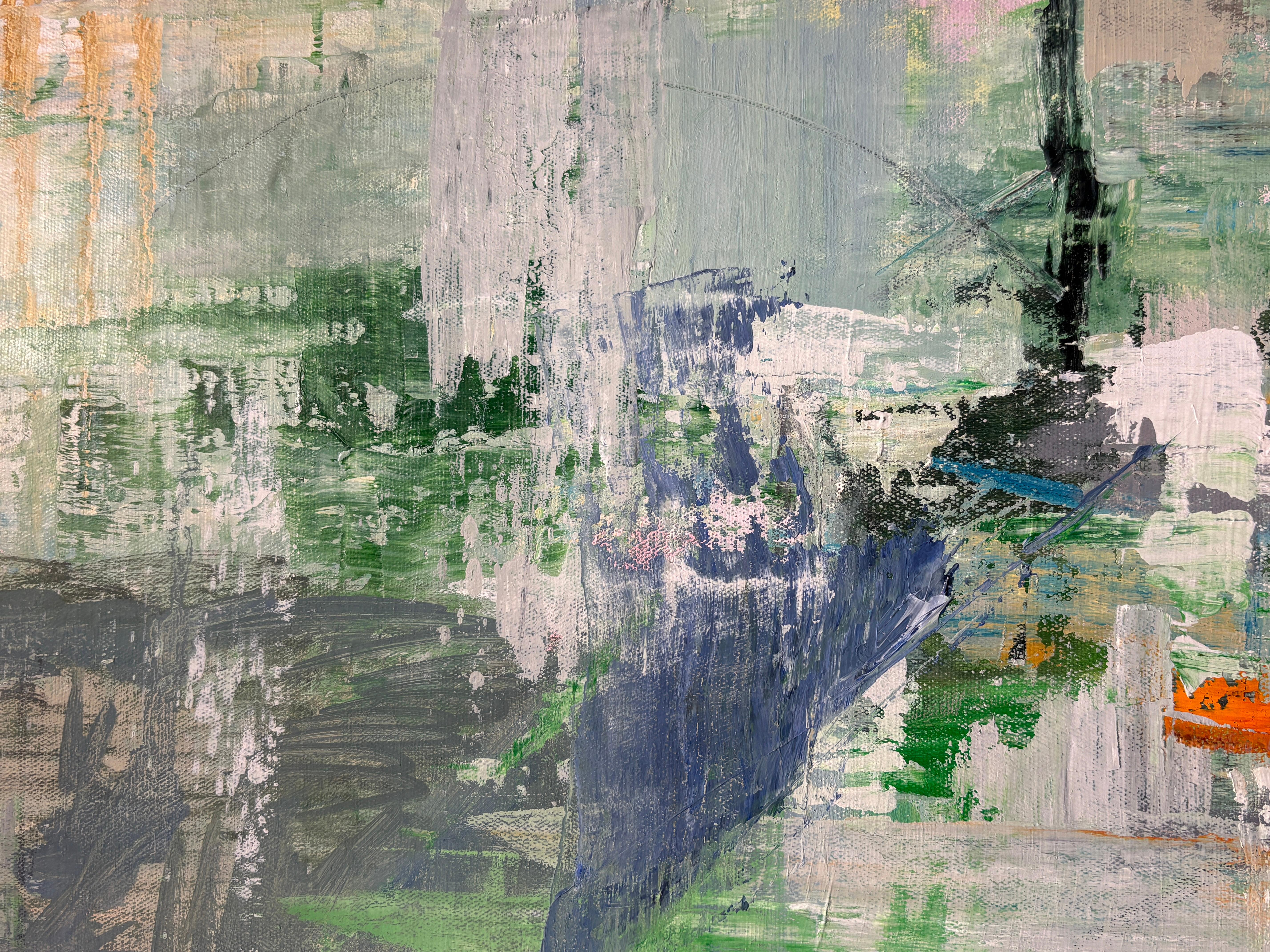 Vessel 7 (Green, Blue, & Yellow Abstract Expressionist Oil Painting) For Sale 4