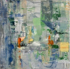 Vessel 7 (Pittura a olio espressionista astratta verde, blu e gialla)