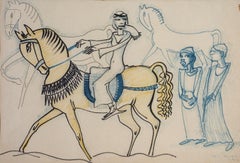 "Caballo bailarín II" Lápices de color sobre papel 15" x 22" pulgadas por Ragheb Ayad