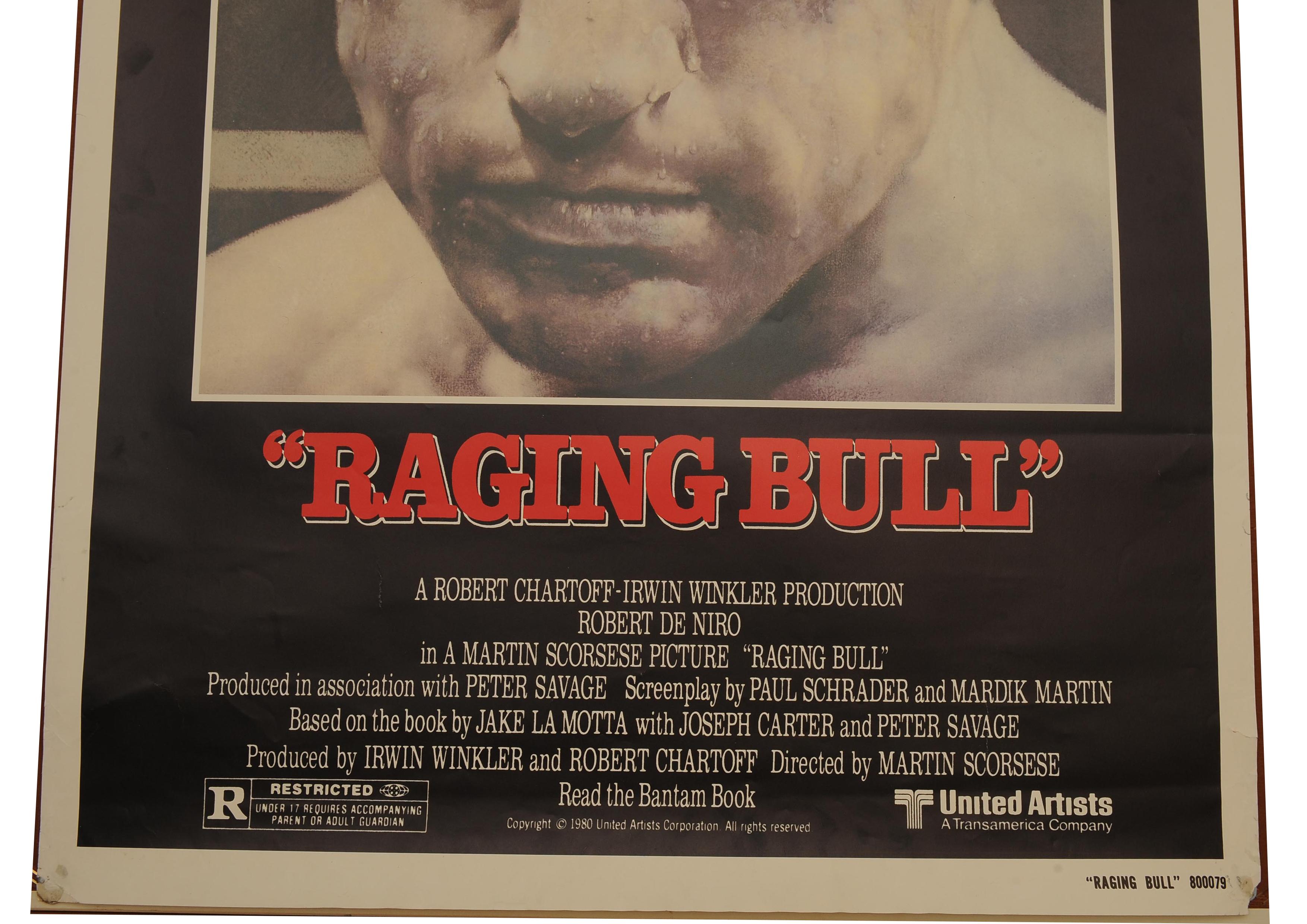 Toro Scatenato Poster originale del film Robert De Niro Martin Scorcese 1980 In condizioni discrete in vendita a Reading, Berkshire