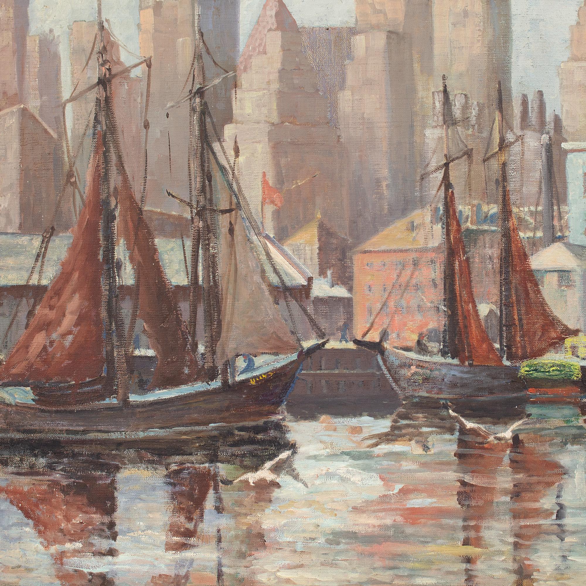 Ragnar Olson, Fulton Fish Market, New York, Oil Painting  5