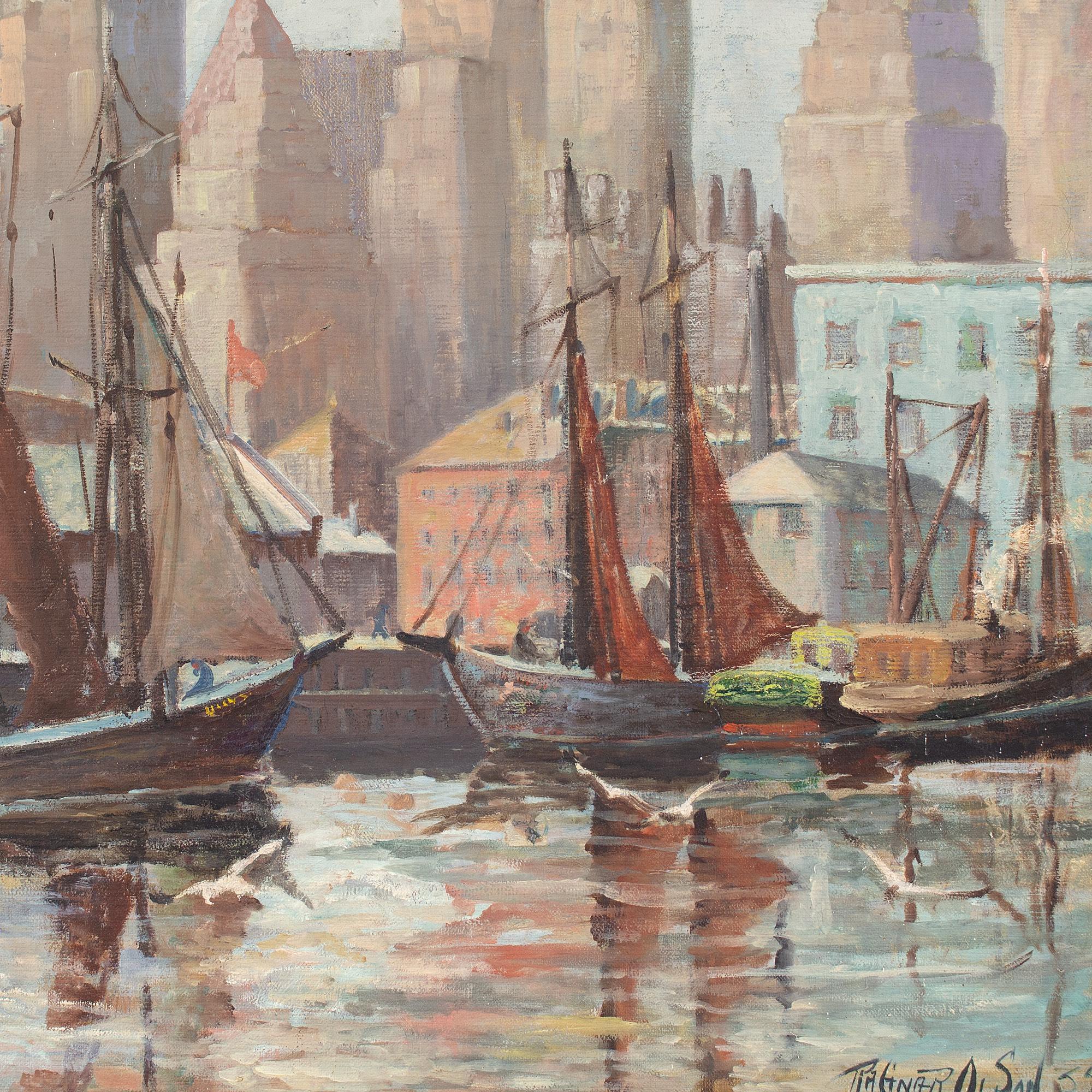 Ragnar Olson, Fulton Fish Market, New York, Oil Painting  6
