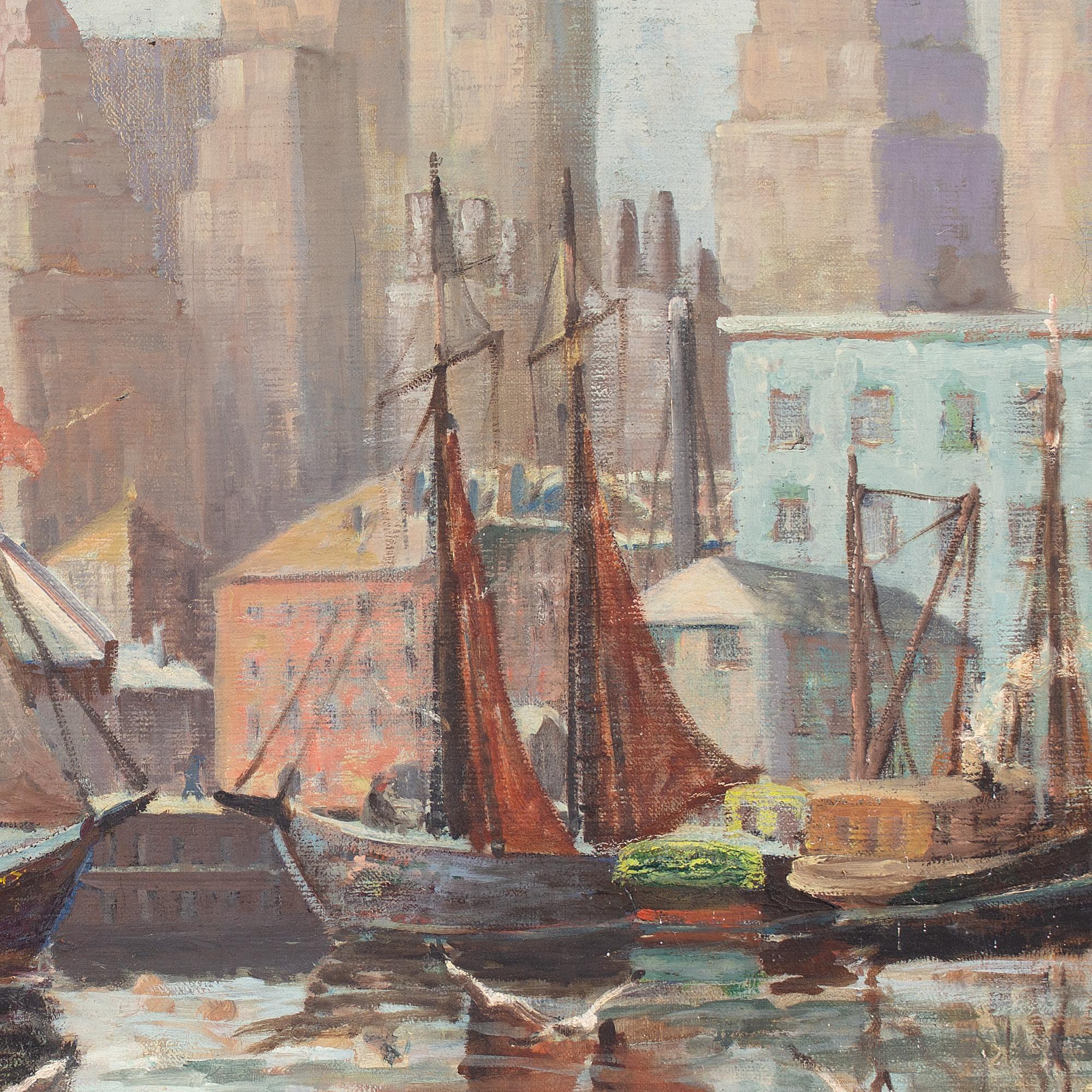 Ragnar Olson, Fulton Fish Market, New York, Oil Painting  8