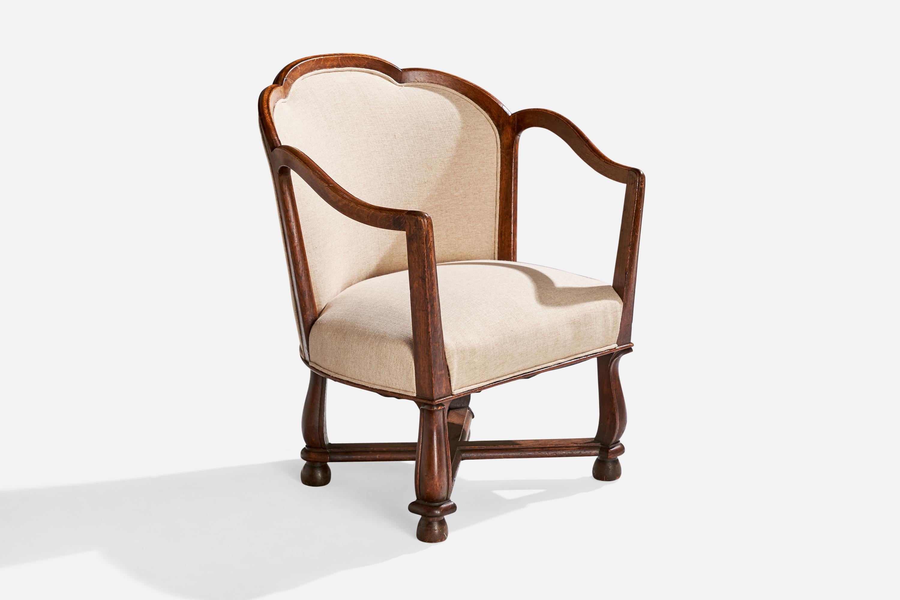 Début du 20ème siècle Ragnar Östman, chaises longues, Oak, tissu, Suède, années 1920 en vente