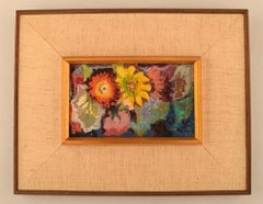 Ragnar Ring, Swedish Painter, Oil on Board, Arrangement with Flowers, Dated 1970