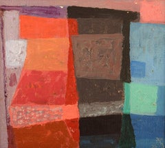 Ragnar Ring, Swedish Painter, Oil on Board, "Vases", Abstract Composition, 1976