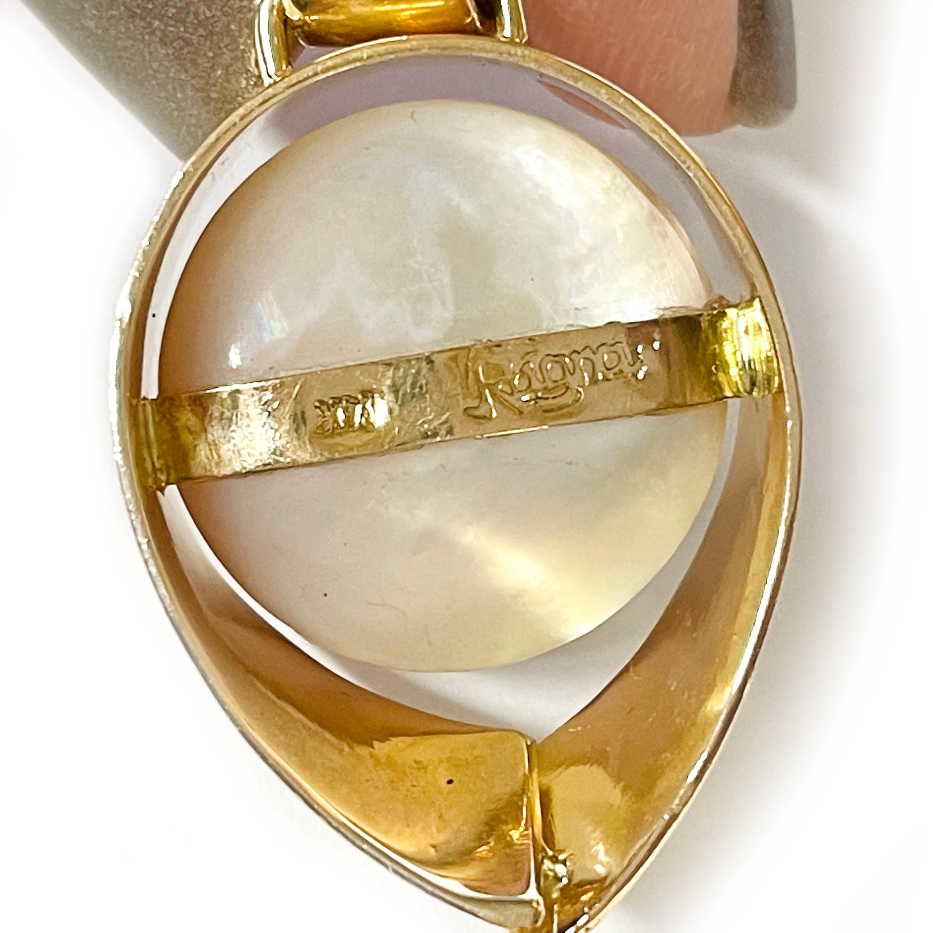 Taglio rotondo Ciondolo con diamante e perla Mabe in oro rosa Ragnar in vendita