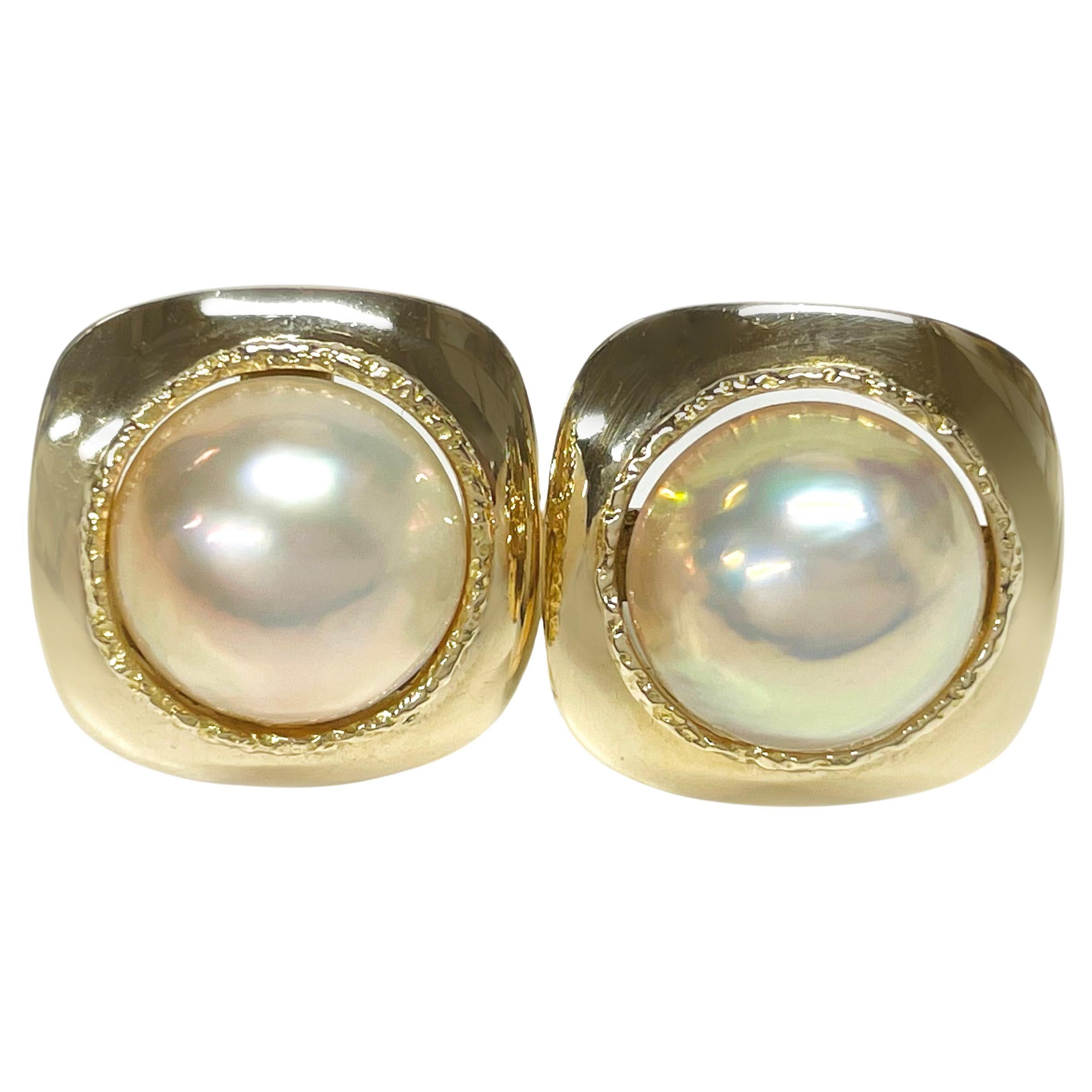 Ragnar Yellow Gold Mabe Pearl Earrings