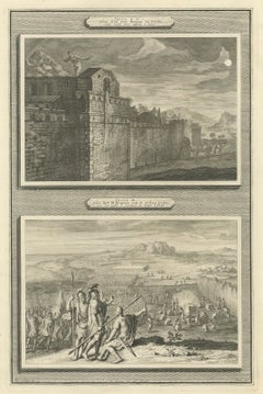 Rahab and the Spies and the Crossing of the Jordan, Mortier Bible circa 1700