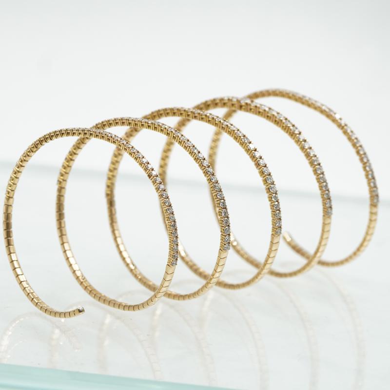 Taille ronde Rahaminov Bracelet coil en or rose 18 carats avec diamants ronds de 9,29 carats  - BR-1997 en vente