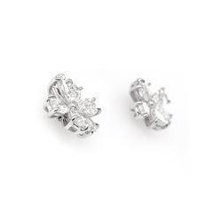 Rahaminov 18k White Gold Flower Diamond Stud Earrings
