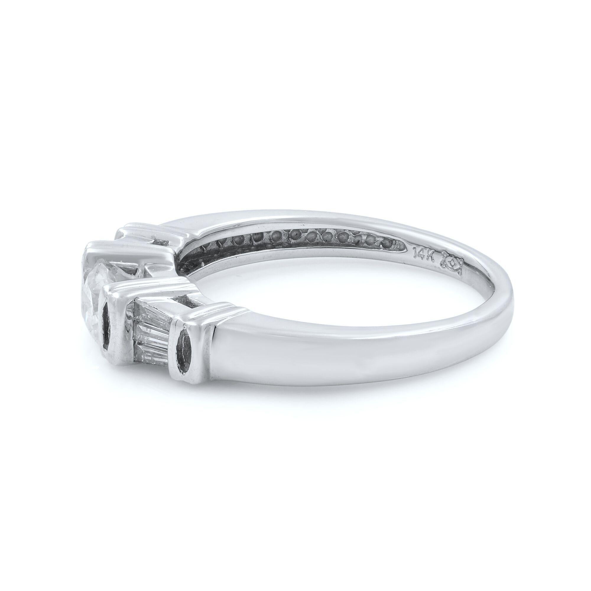 Round Cut Rahel Koen Diamond Engagement Ring 14K White Gold 1.00 Cttw For Sale