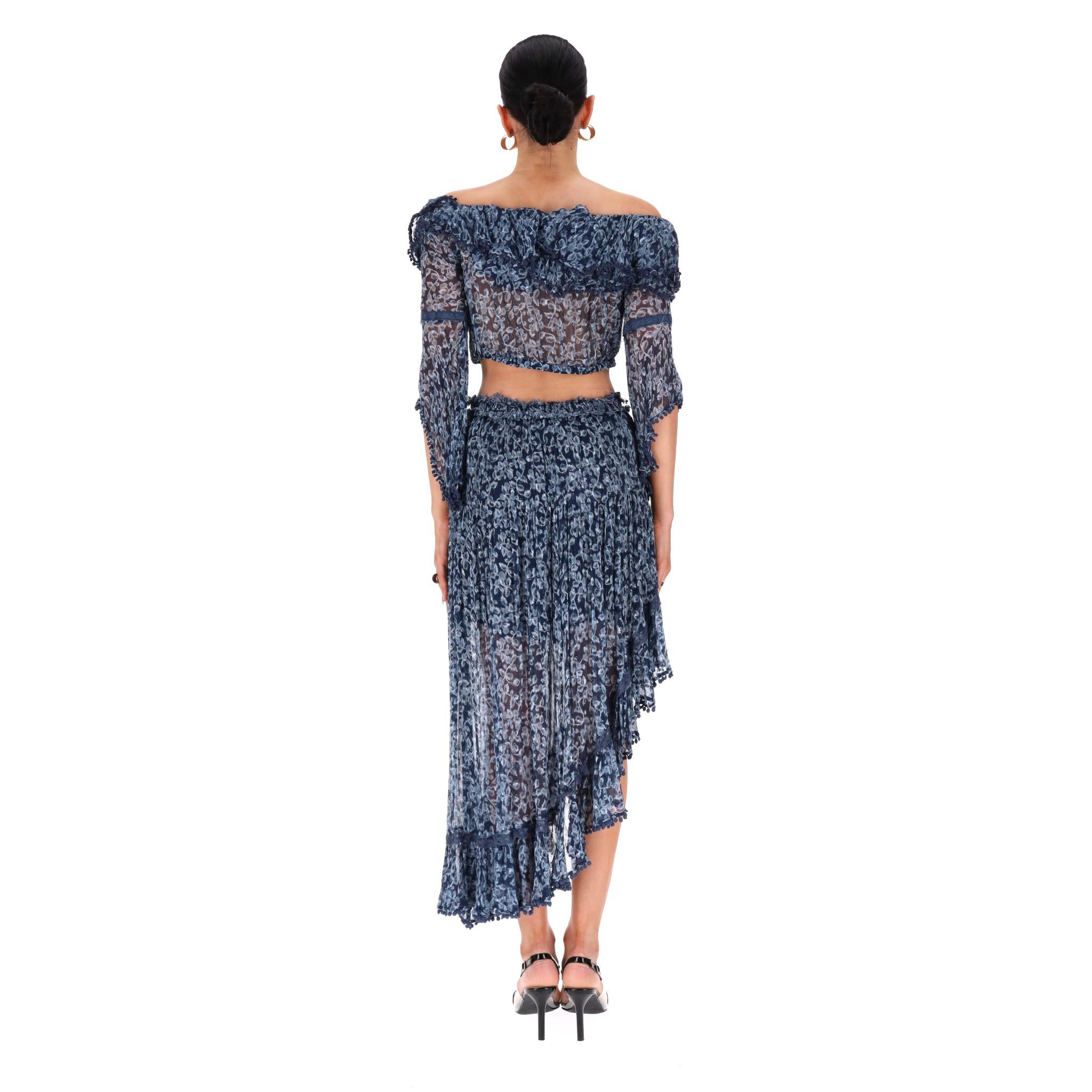 Rahi Cali Off-The-Shoulder Top & Asymmetric Skirt Two-Piece Set In Excellent Condition For Sale In London, GB