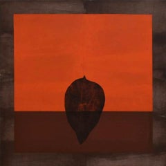 Zeitgenössischer indischer Künstler ohne Titel, Acryl auf Leinwand, Orange, Braun, auf Lager