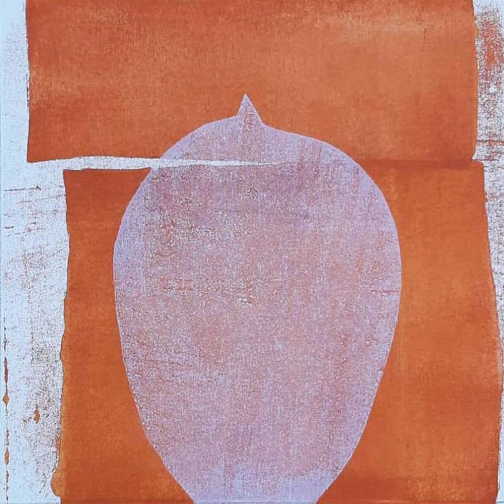 Rahim Mirza Figurative Painting - Untitled, Acrylic on Canvas, Orange, White Contemporary Indian Artist “In Stock”