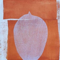 Sans titre, acrylique sur toile, artiste indien contemporain orange et blanc, en stock