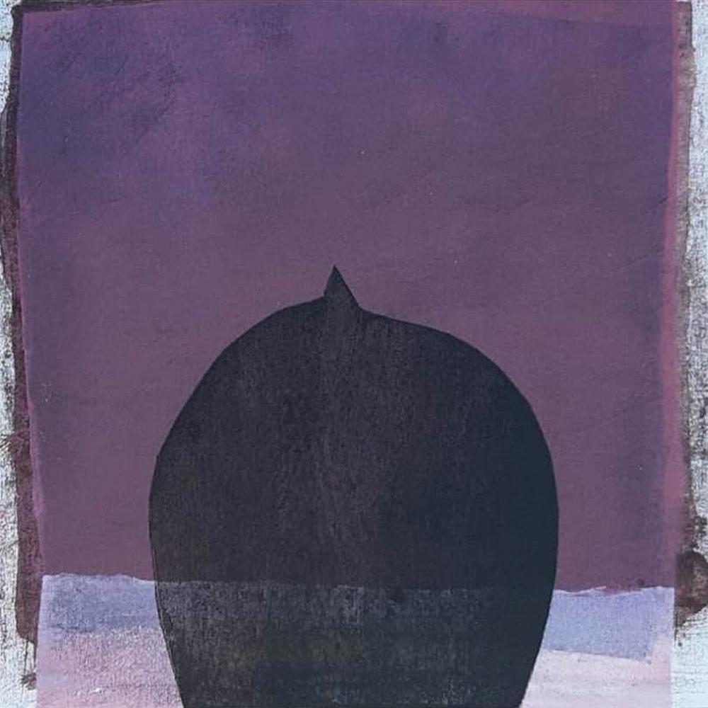 Sans titre, acrylique sur toile, violet, artiste indien contemporain noir, en stock