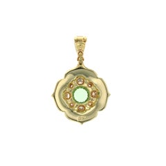 Raible 18 Karat Flower Pendant with Green Garnet, White and Champagne Diamonds