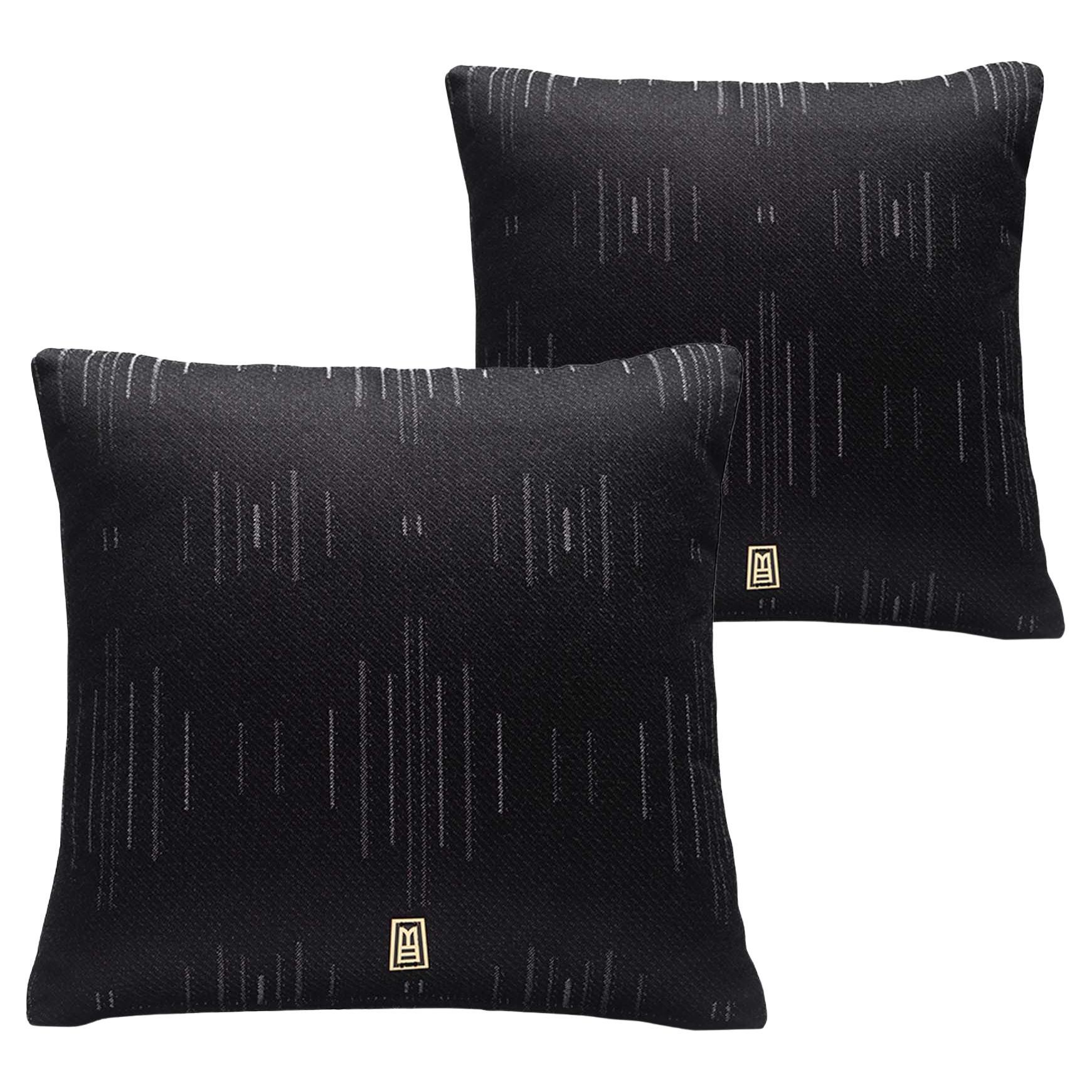 RAÍCES Decorative Throw Pillows Limited-Edition Black Upholstery, Set of 2