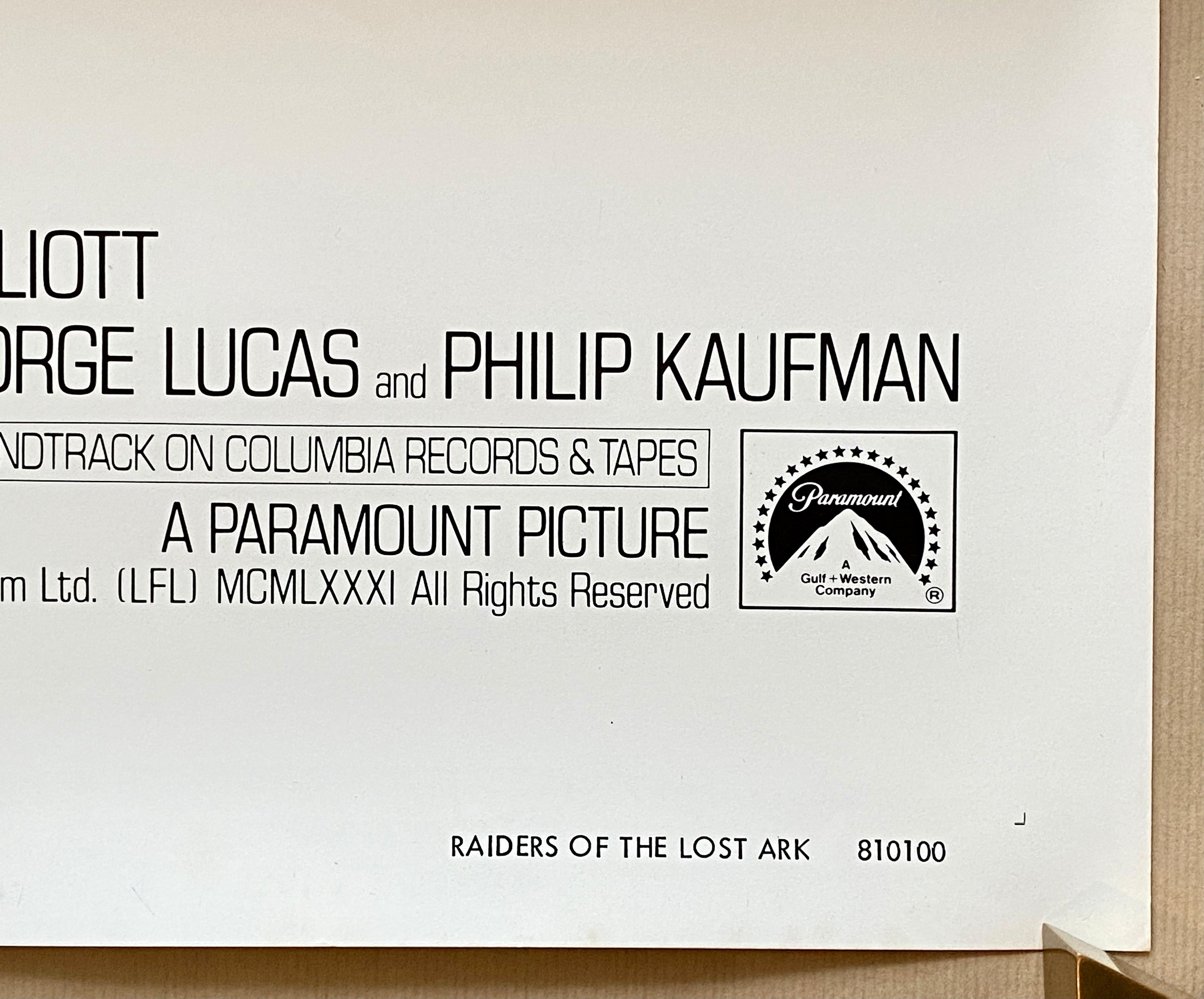 'Raiders of the Lost Ark' Original US Movie Poster by Richard Amsel, 1981 3