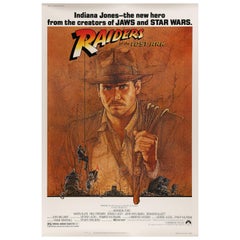 Vintage 'Raiders of the Lost Ark' Original US Movie Poster by Richard Amsel, 1981