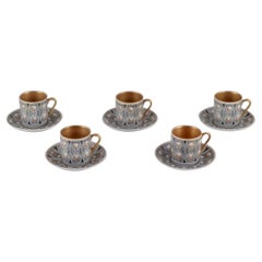 Vintage Raija Uosikkinen, Arabia. Set of five "Asta" coffee cups with saucers.