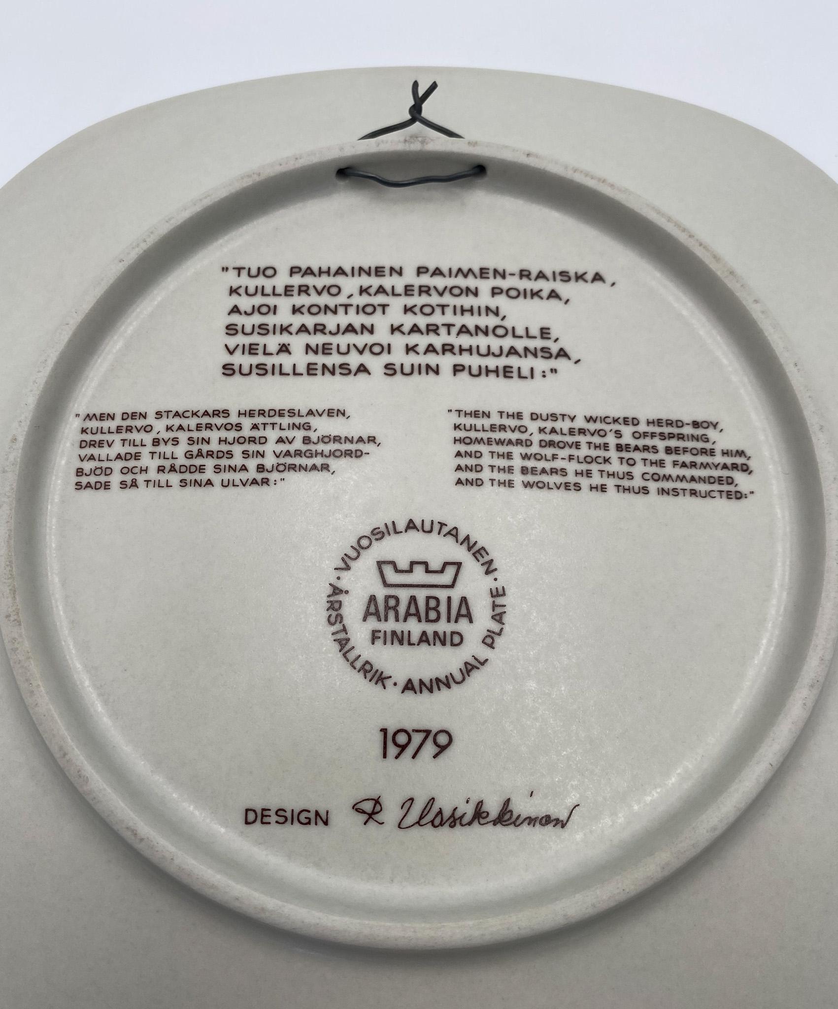 Glazed Raija Uosikkinen Decorative Plate for Arabia of Finland, 1979 For Sale