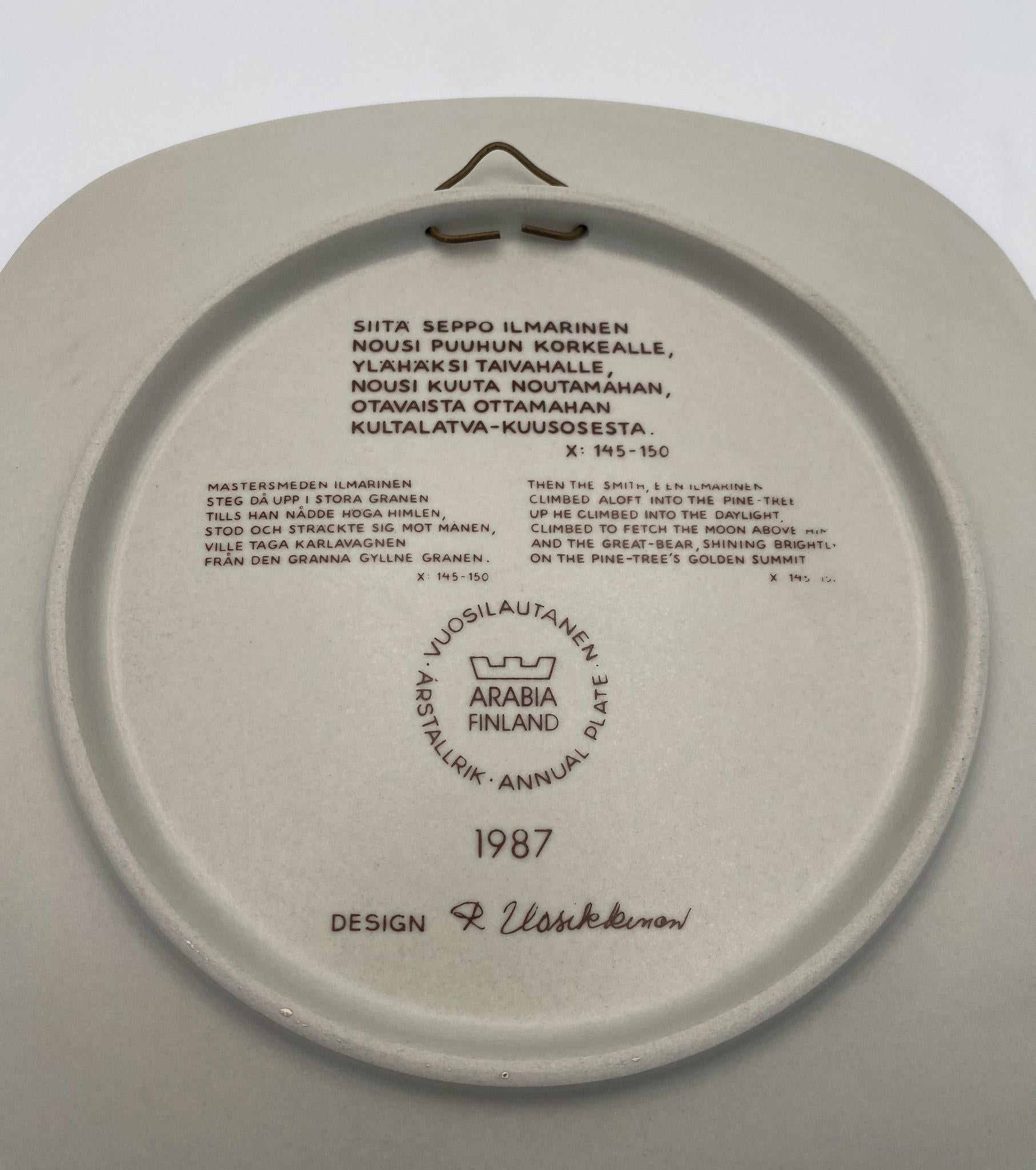 Raija Uosikkinen Dekorativer Teller für Arabia of Finland, 1987  im Angebot 2