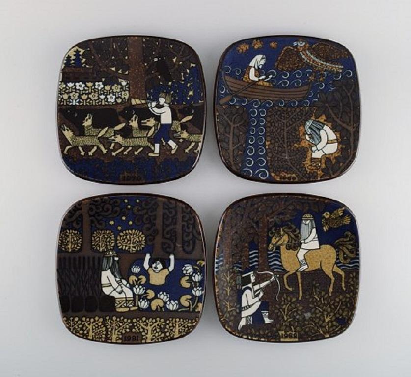 Finnish Raija Uosikkinen for Arabia, Set of 15 Kalevala Year Plates in Glazed Ceramics