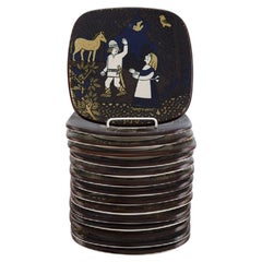 Raija Uosikkinen for Arabia, Set of 15 Kalevala Year Plates in Glazed Ceramics