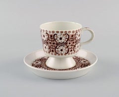 Raija Uosikkinen for Arabia, Six Ali Porcelain Coffee Cups with Saucers