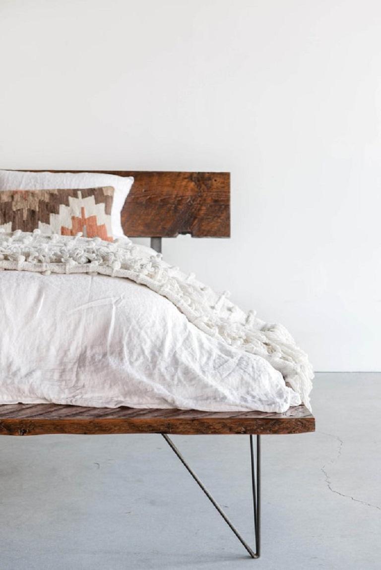 Hand-Crafted Railcar Platform Bed King Size by Croft House For Sale