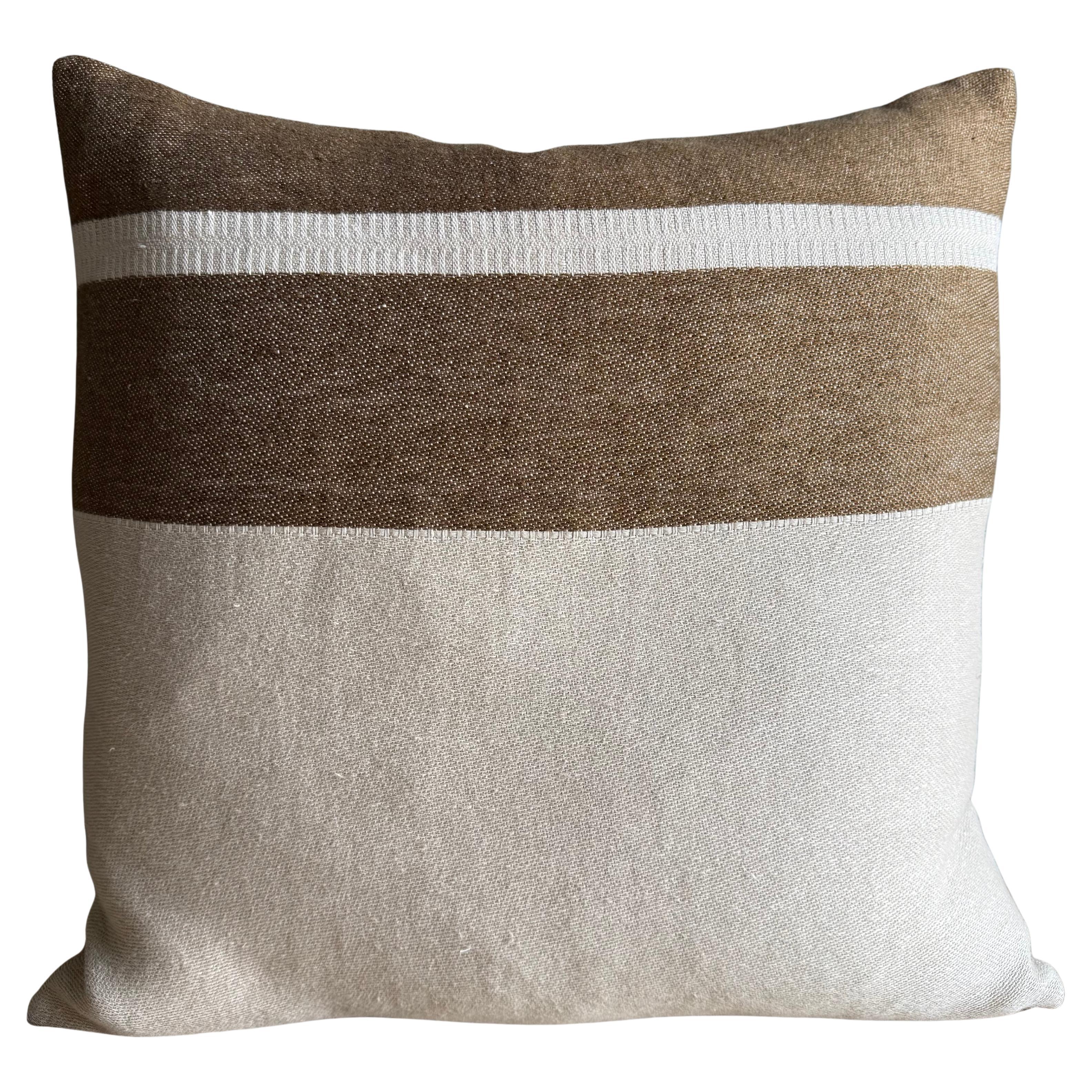 Railroad Stripe Belgian Linen Pillow with Insert