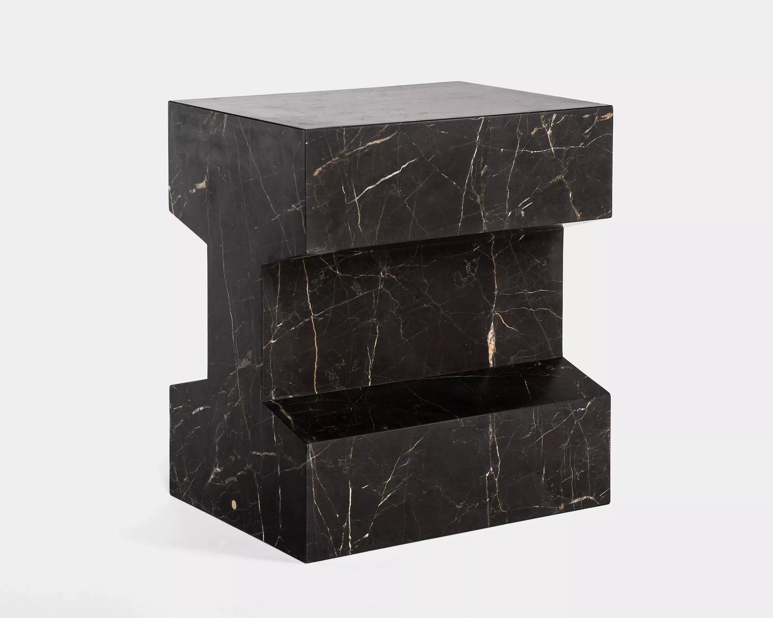 Modular piece, Rails 450 Marble Saint Laurent by Gwendoline Porte

Dimensions: H 45 x 40 x 30 cm
Material: Marble
Color : black marble Saint Laurent
---
The Rails collection designed by Gwendoline Porte is a series of modular pieces inspired