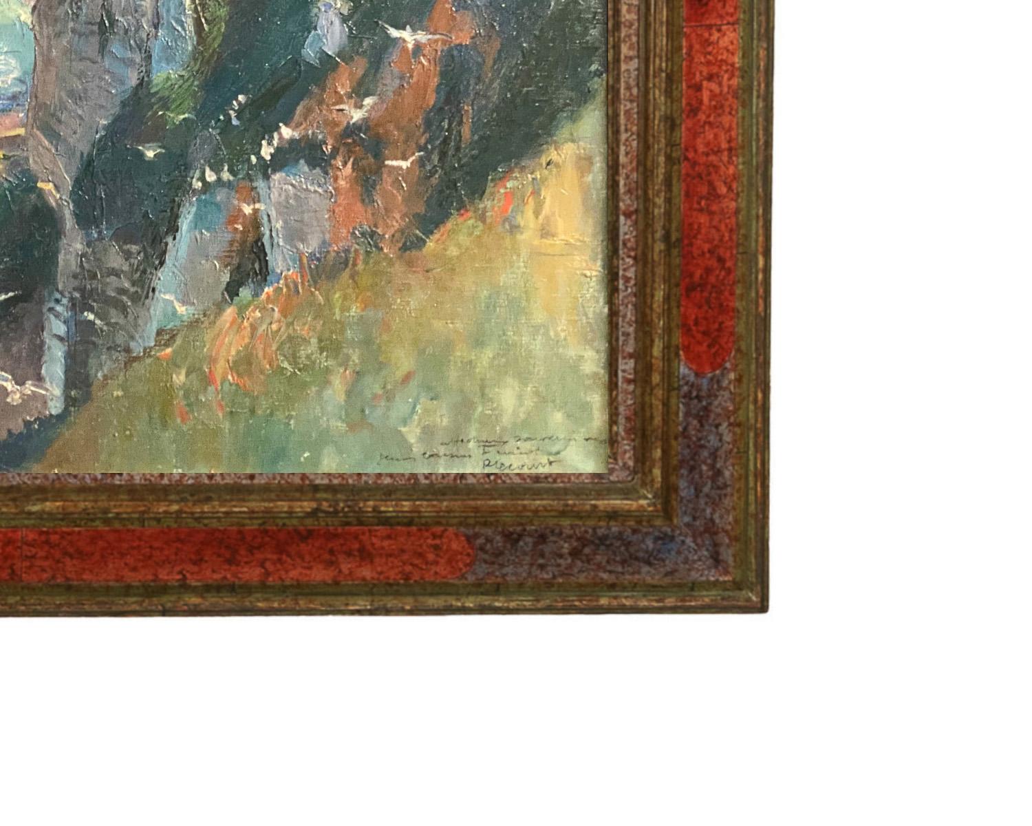 Antique French School Pintura al Óleo Lienzo Acantilados en Etretat Normandía Francia 1910 en venta 8