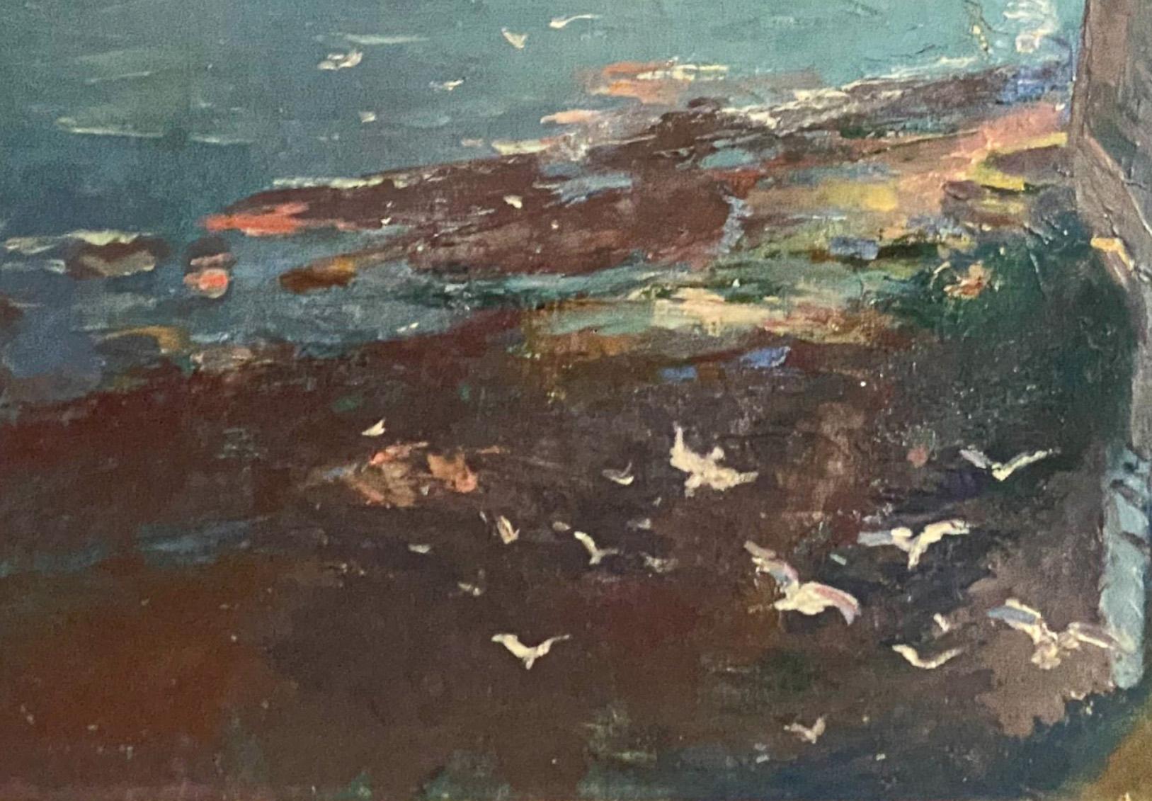 Antique French School Pintura al Óleo Lienzo Acantilados en Etretat Normandía Francia 1910 en venta 2