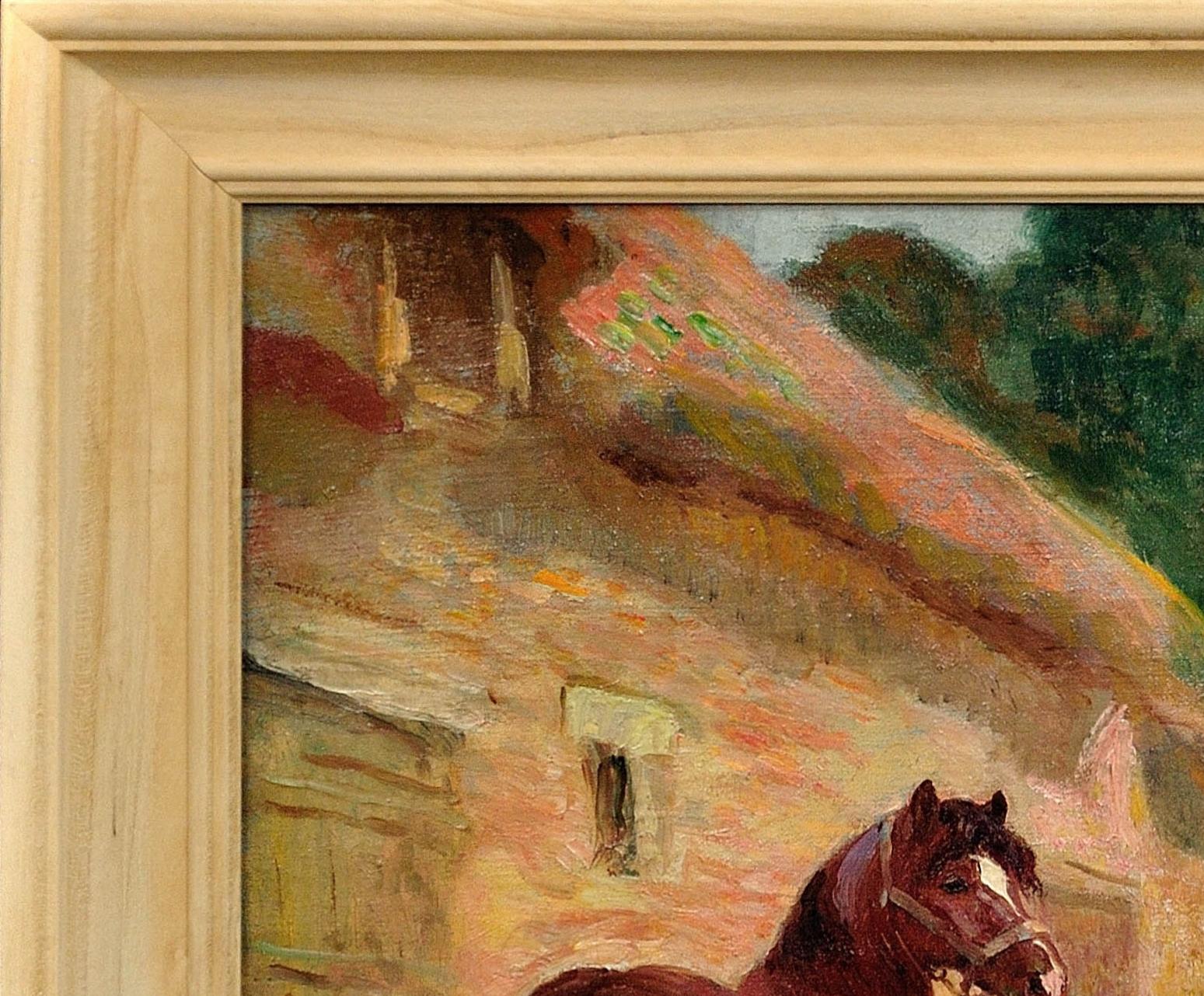 Working Horses At The Trough 1908 Chevaux À L'Abreuvoir French Rural Normandy For Sale 15