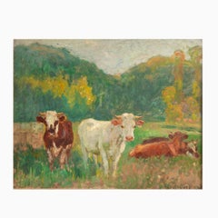 Raimond Louis Lecourt, Cows in a French Landscape