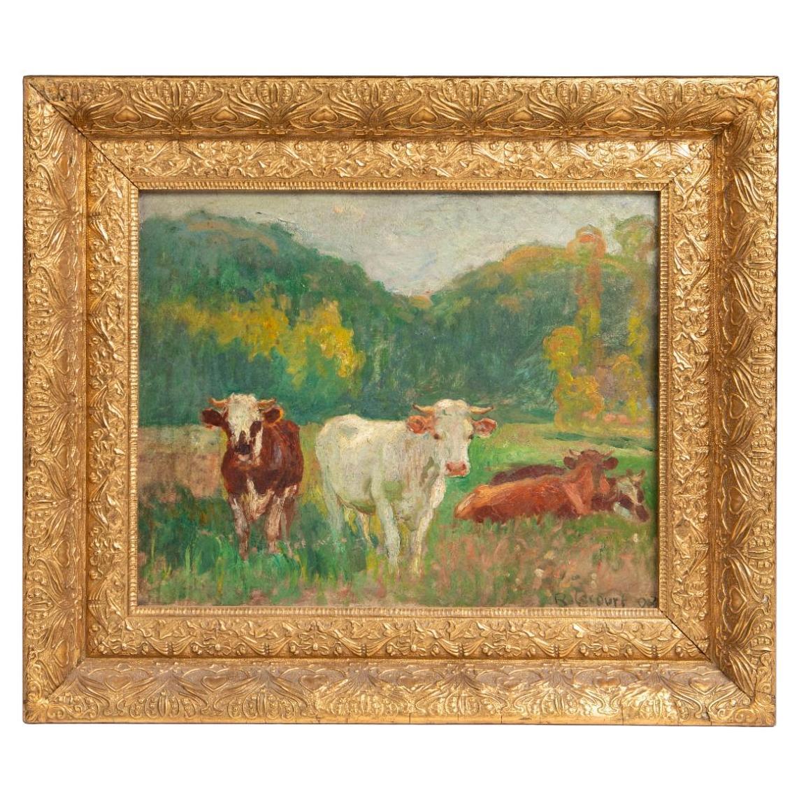 Raimond Louis Lecourt, Cows in a French Landscape