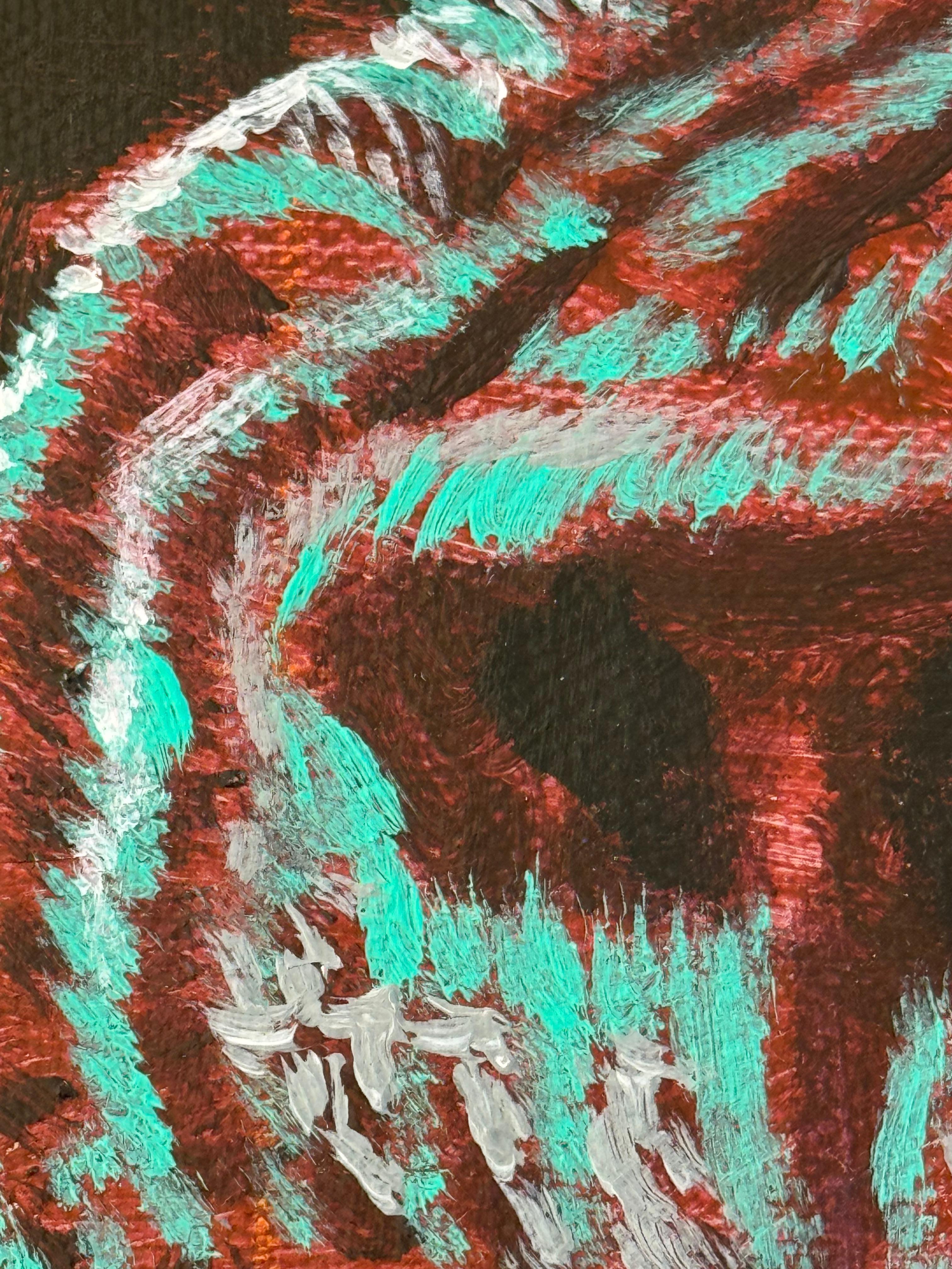 Acrylic on Canvas. Expressionistic Animal Painting. Small Scale. - Black Figurative Painting by Raimondas Gailiunas 