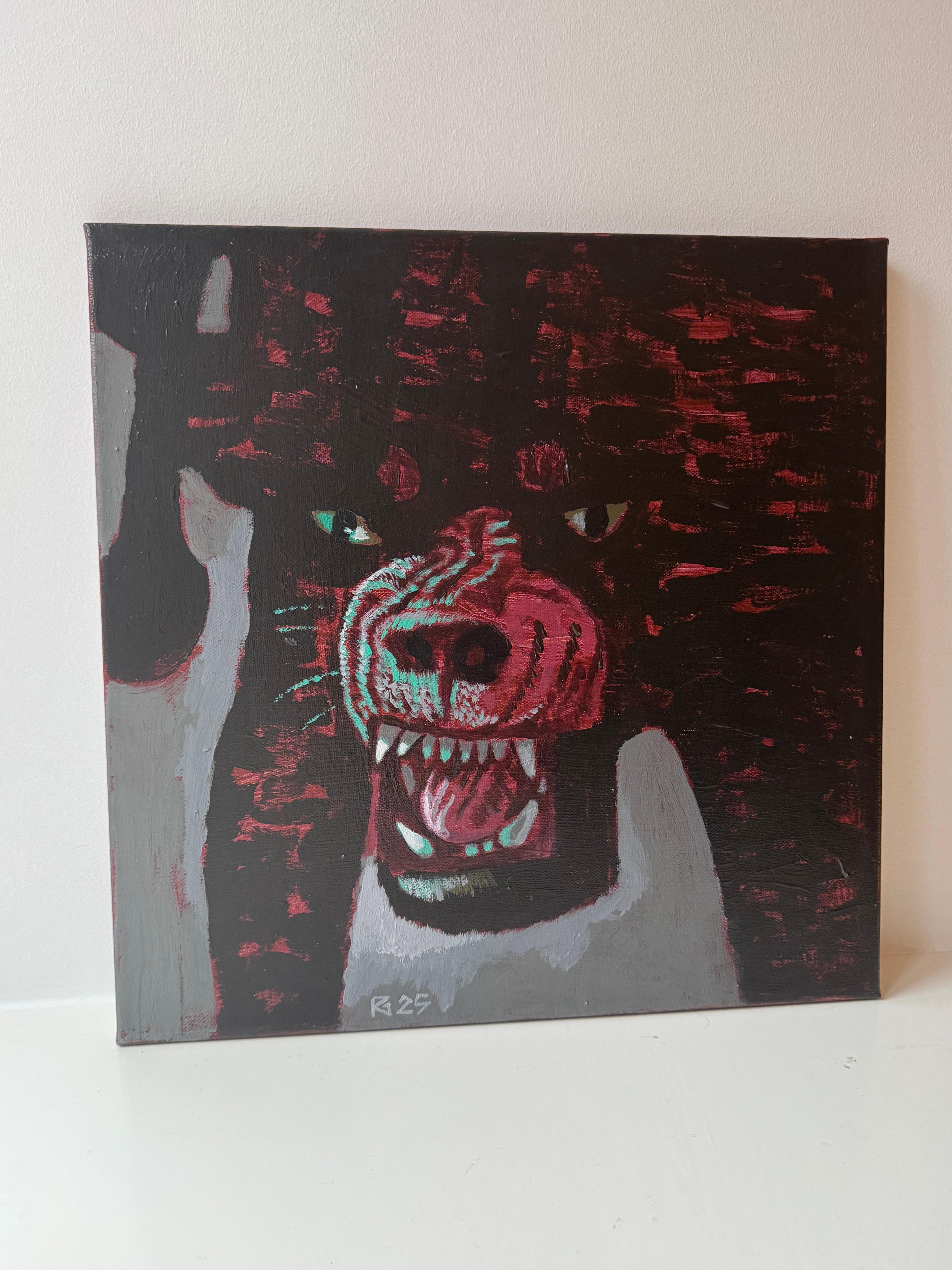 Acrylic on Canvas. Expressionistic Animal Painting. Small Scale. For Sale 1