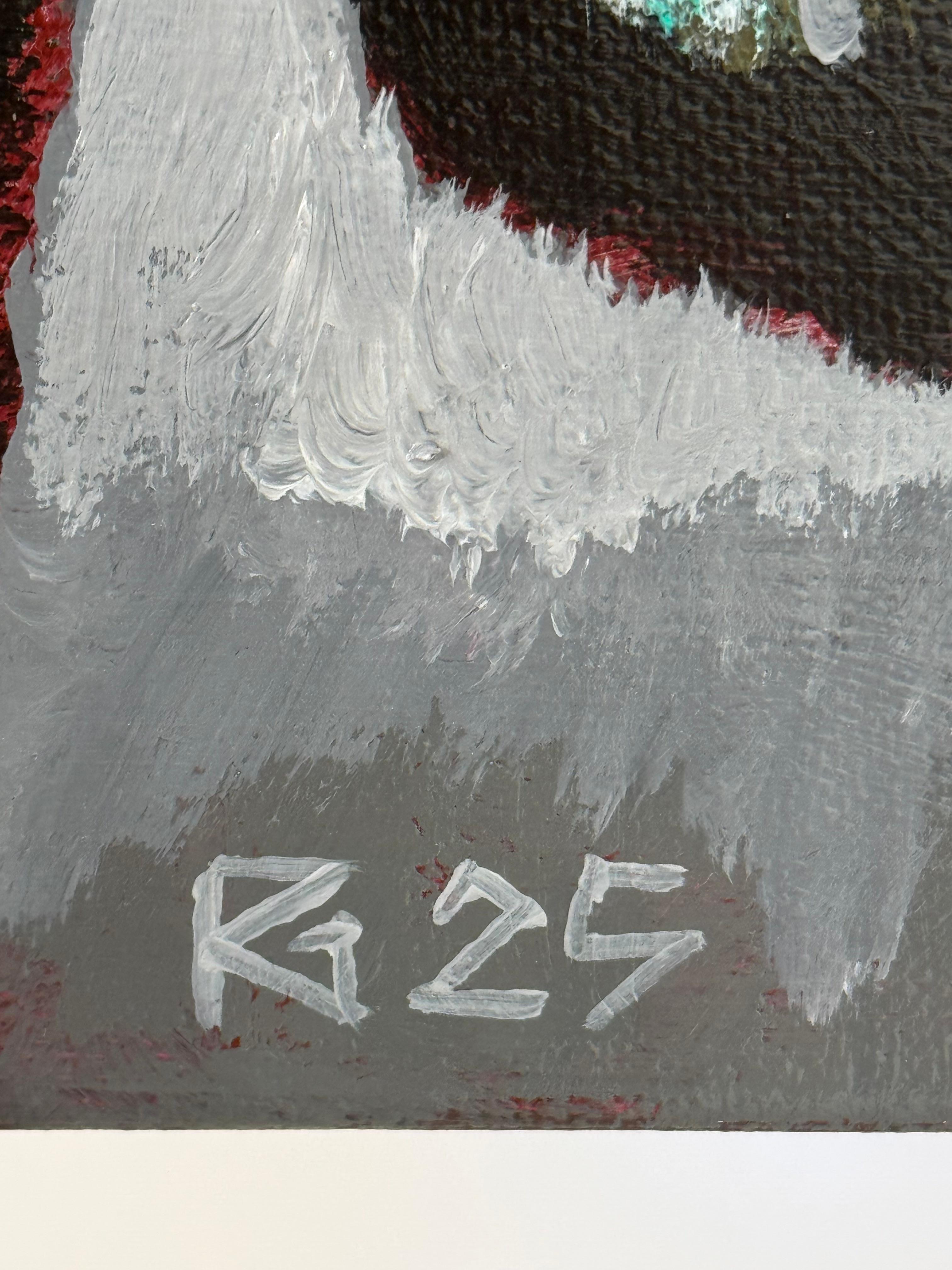 Acrylic on Canvas. Expressionistic Animal Painting. Small Scale. For Sale 4