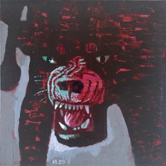 Acrilico su tela. Pittura espressionistica di animali. Piccola scala.