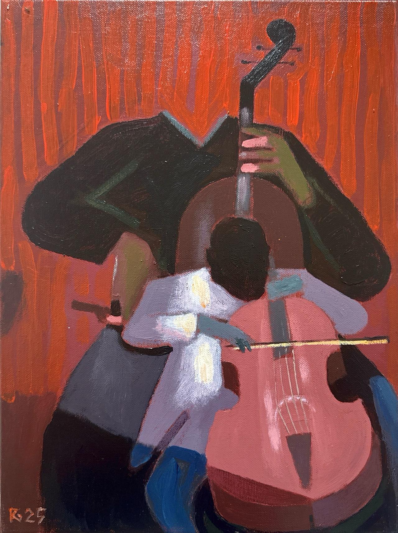 Peinture acrylique d'un peintre lituanien établi - commentaires culturels - musique