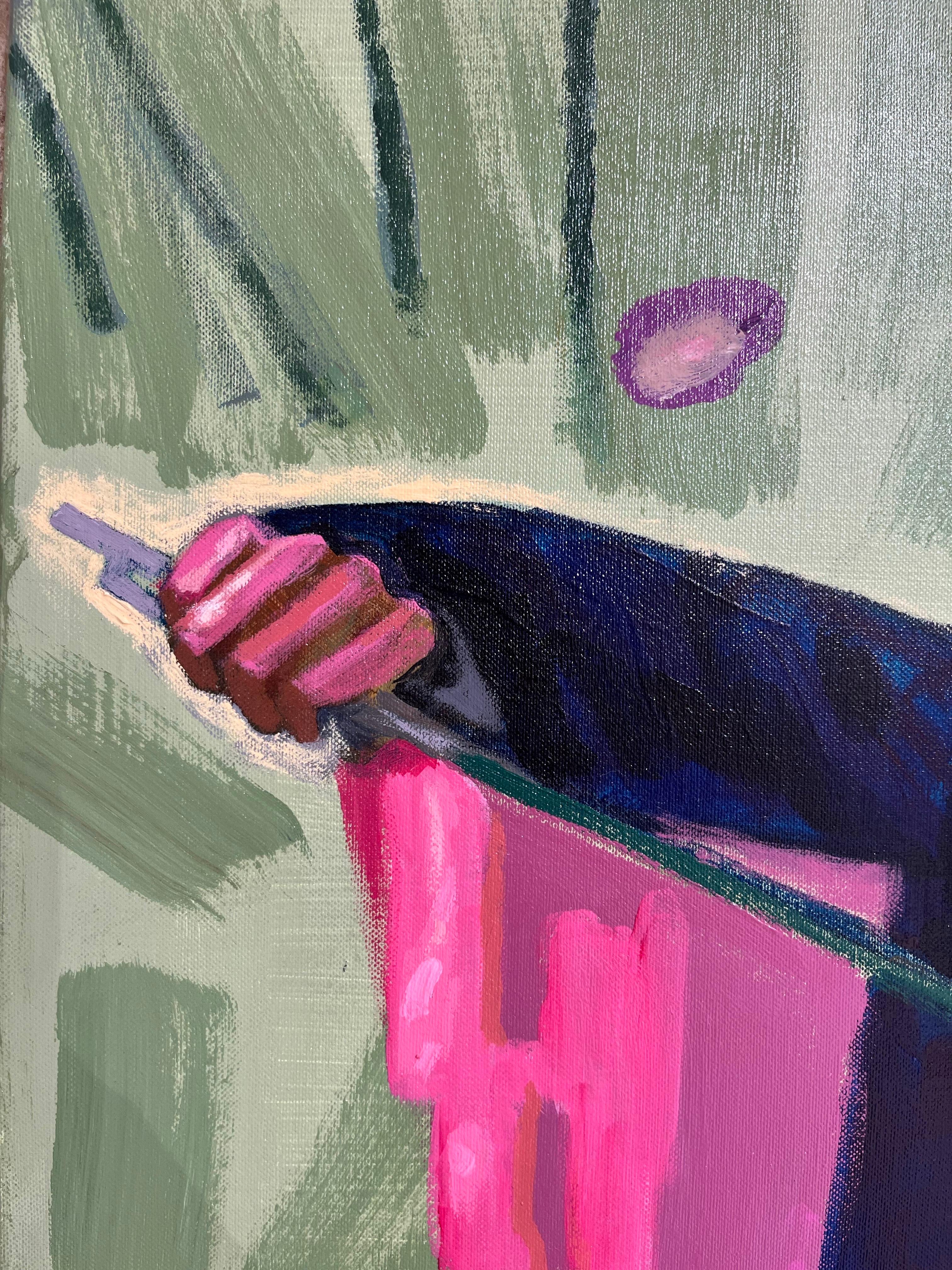 Acrylgemälde eines Geigenspielers in lebhaften Farben. Musik und Ausdruck im Angebot 1