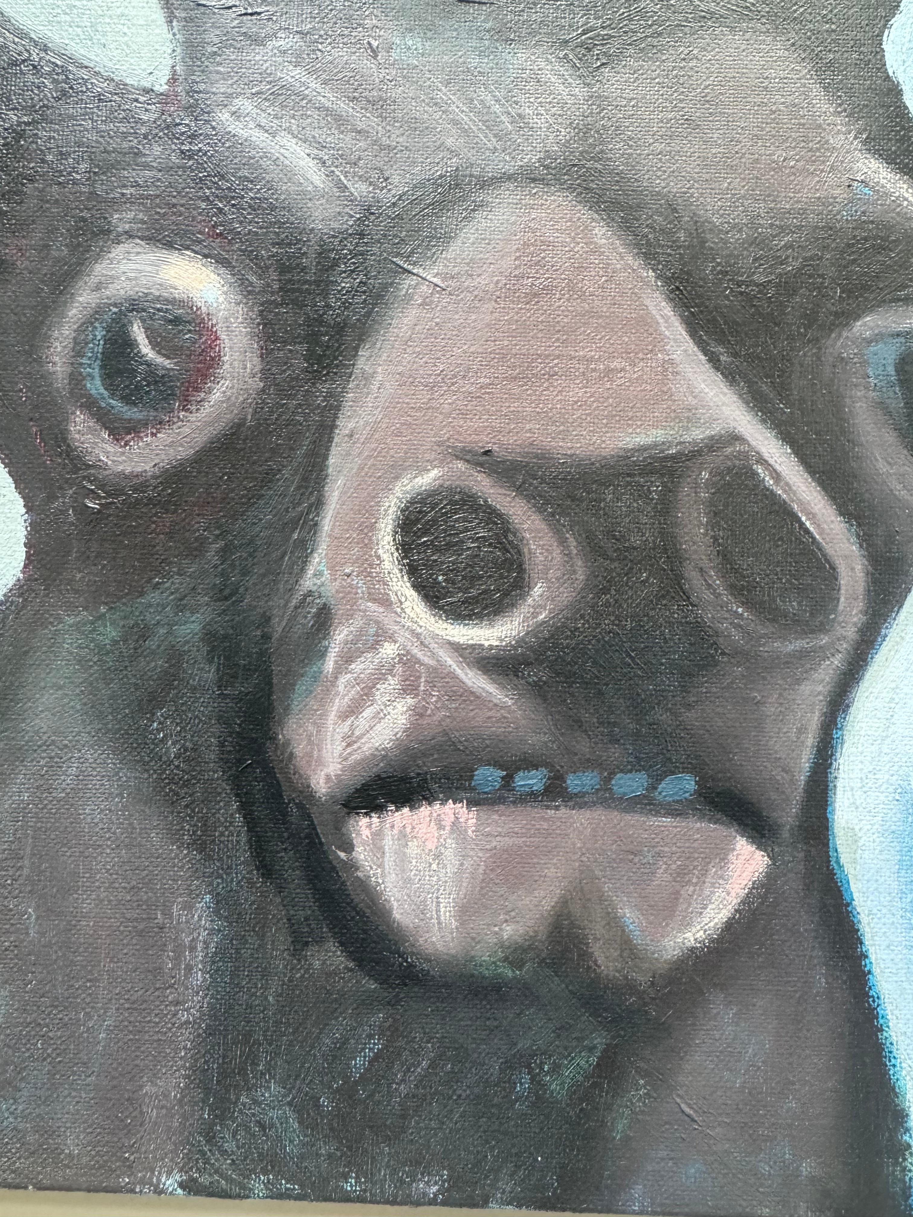 Oil on canvas painting by established Lithuanian artist  - Fun - Fauna - Neo-Expressionist Painting by Raimondas Gailiunas