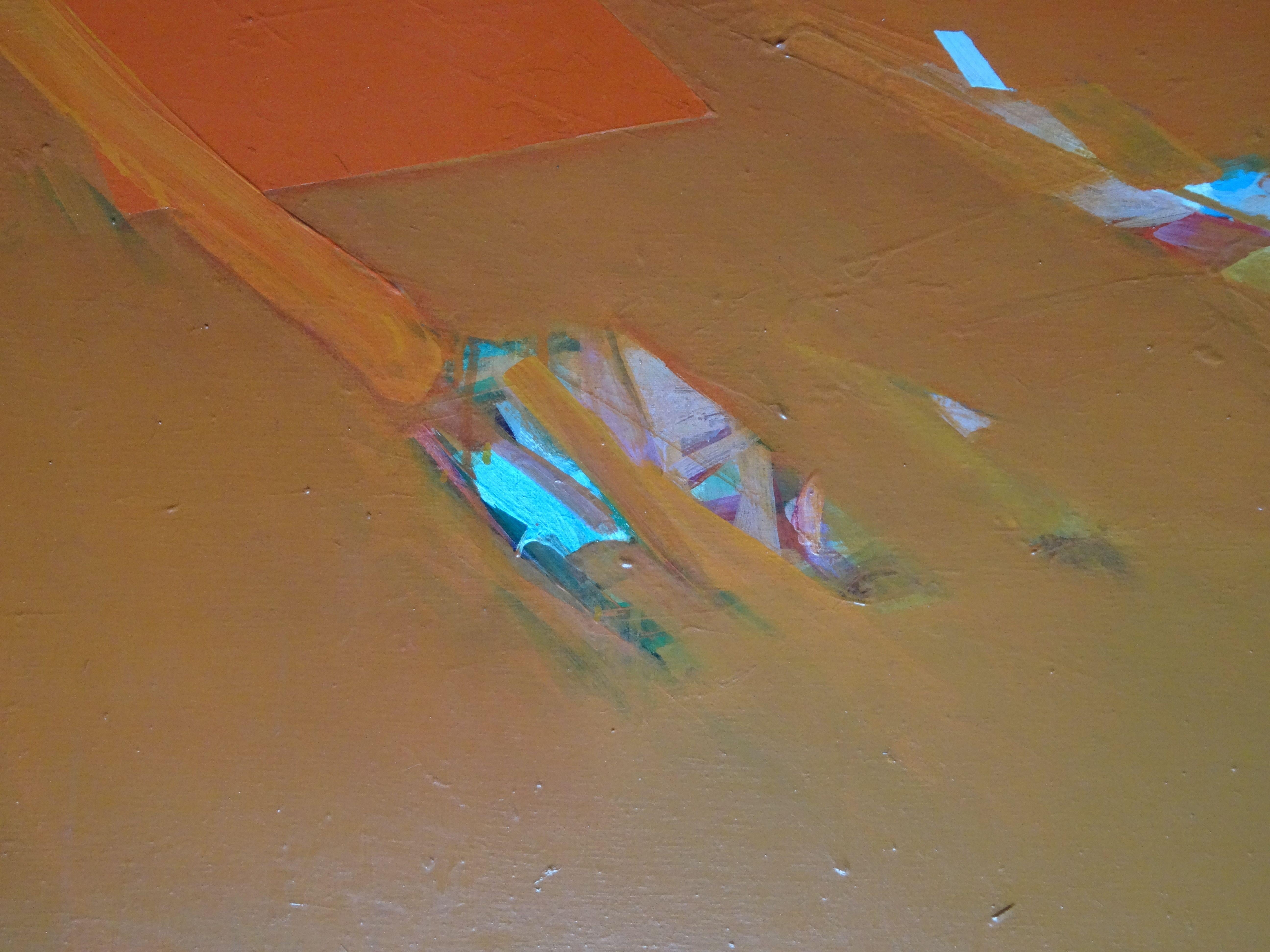 Raimonds Staprans - Desert. 1974, oil on canvas, 95, 5x116 cm - Orange Abstract Painting by Raimonds Staprаns 