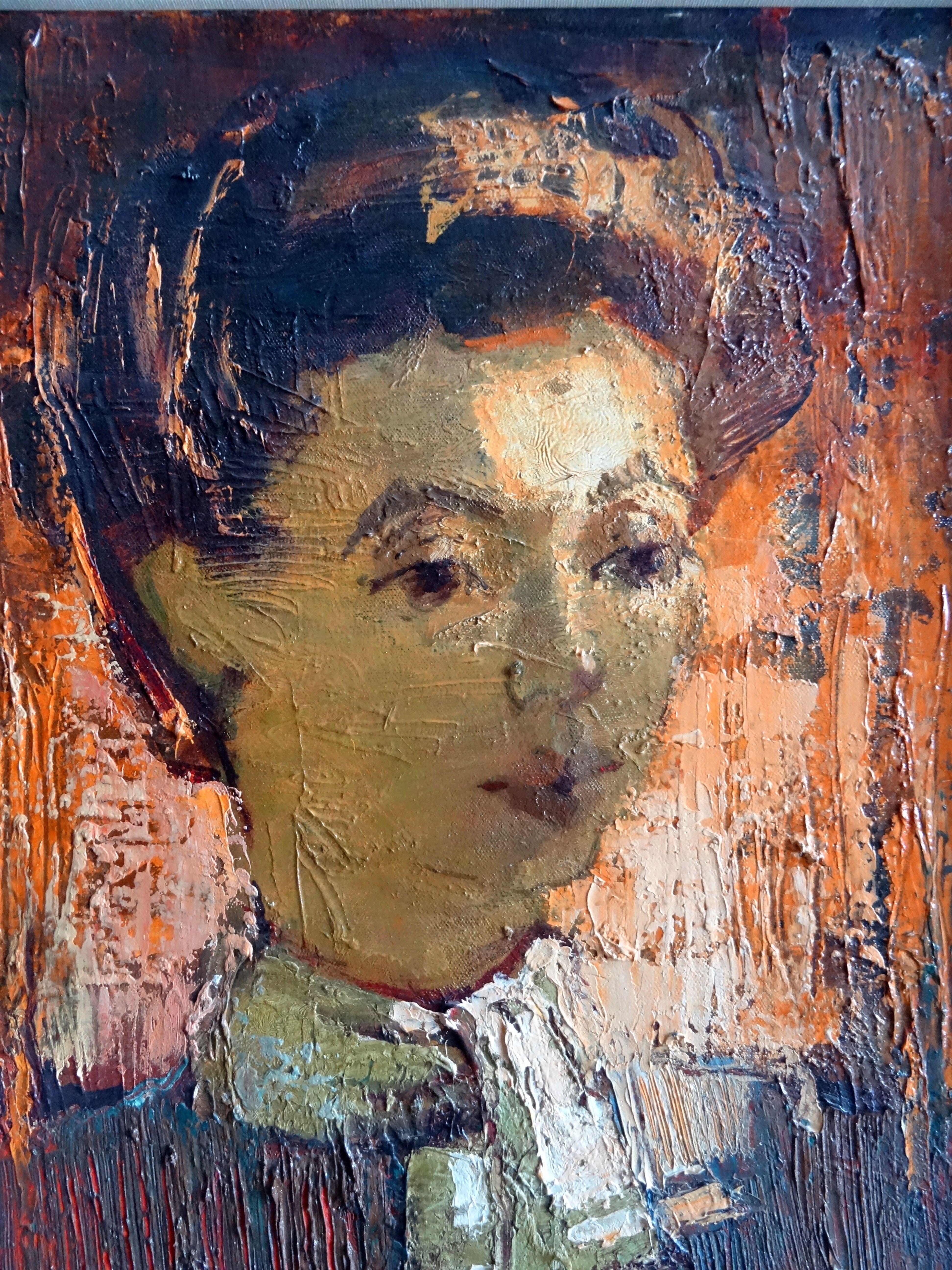 Woman portrait. 1955, oil on canvas, 50.5 x 40.6 cm For Sale 1