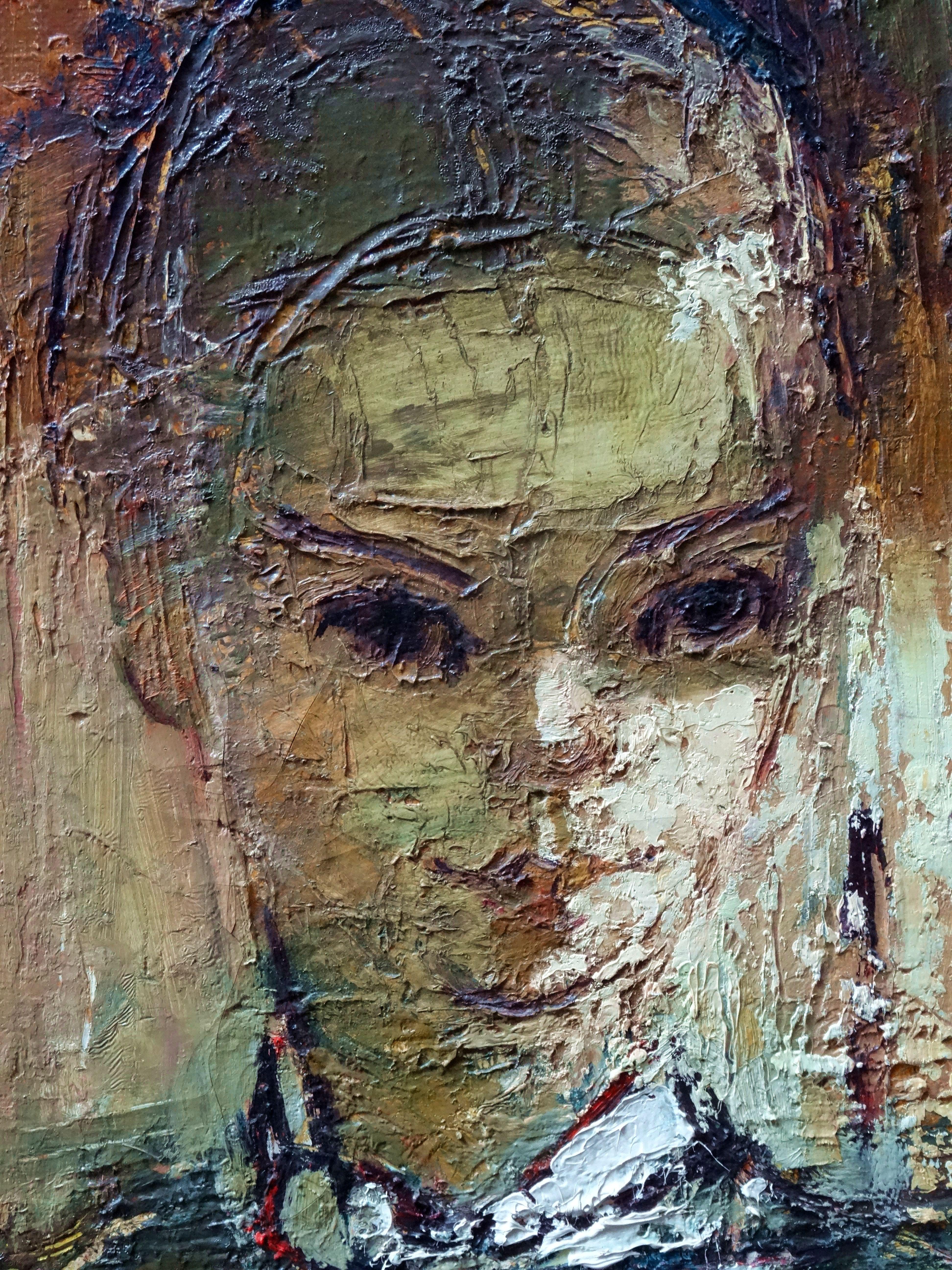 Woman portrait. 1955, oil on canvas, 50.8 x 40.6 cm - Painting by Raimonds Staprаns 